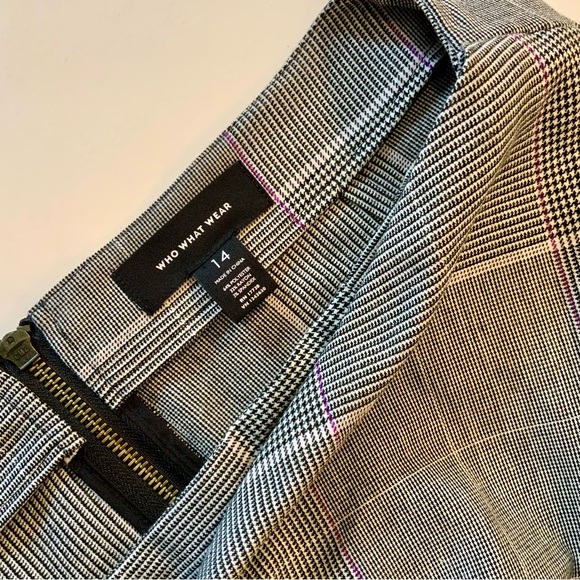 Who What Wear Asymmetrical Black/Gray Plaid Skirt - Picture 5 of 6